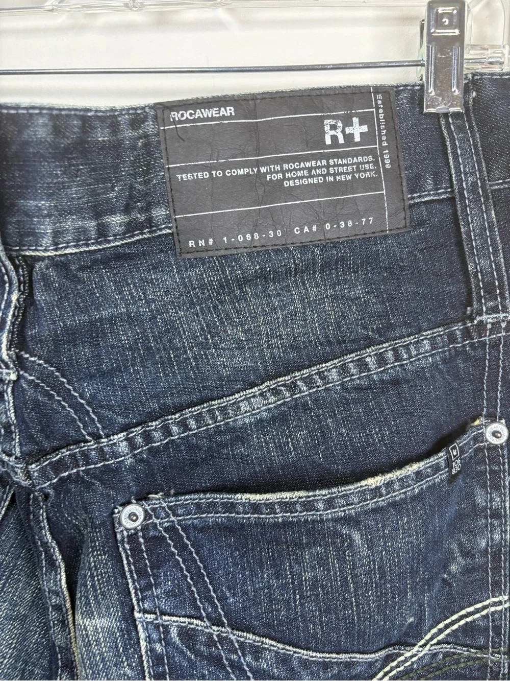Rocawear Men’s Straight Jeans in Dark Blue Wash